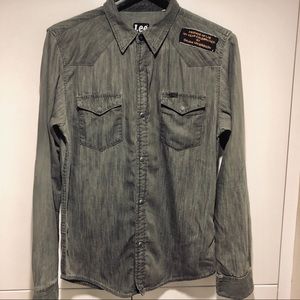 Lee Jeans Men's Gray Denim Shirt, Slim Fit MED